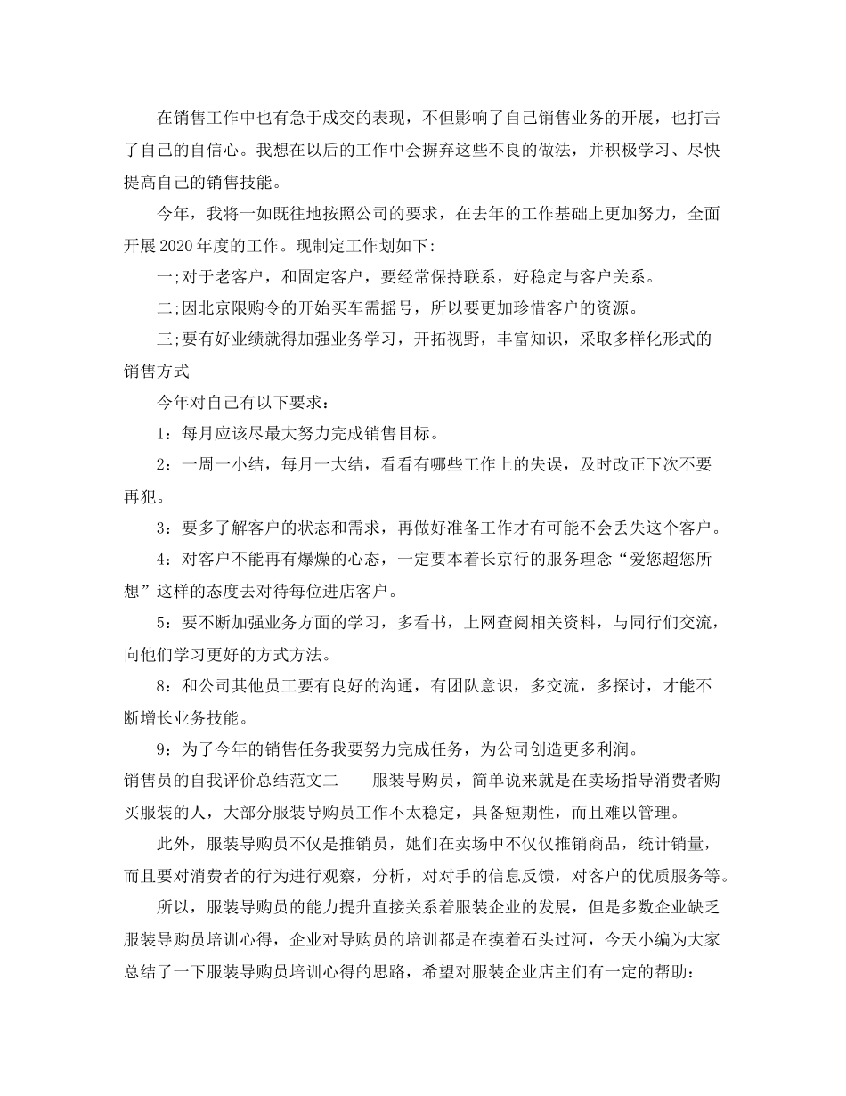 销售员的自我评价总结_第2页