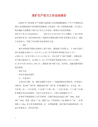 采矿生产实习工作总结报告