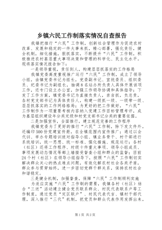 乡镇六民工作制落实情况自查报告