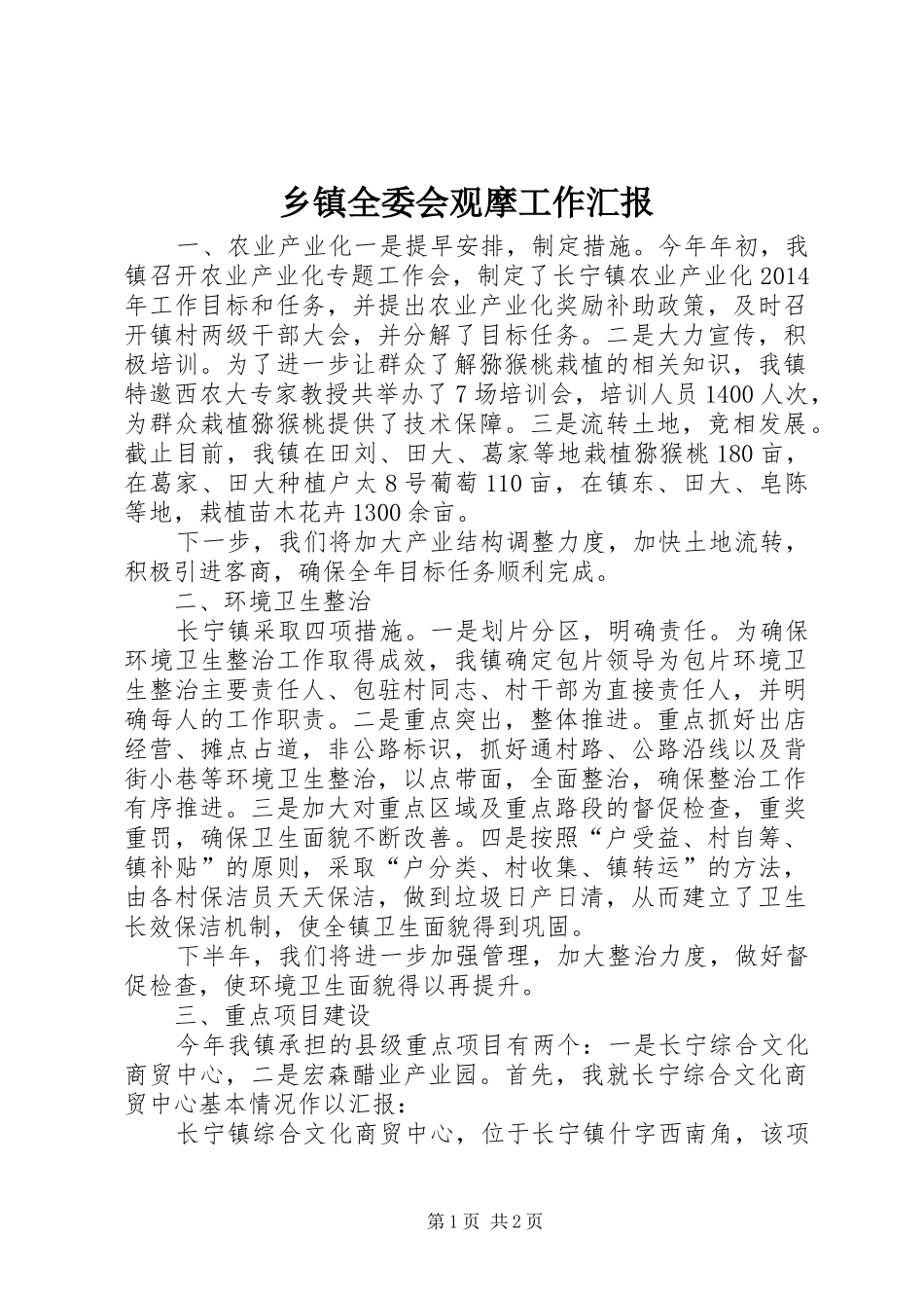 乡镇全委会观摩工作汇报_第1页