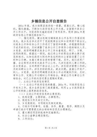 乡镇信息公开自查报告