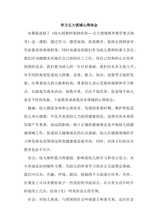 学习五大领域心得体会