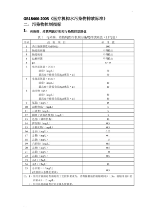 GB18462005医疗机构水污染物排放标准