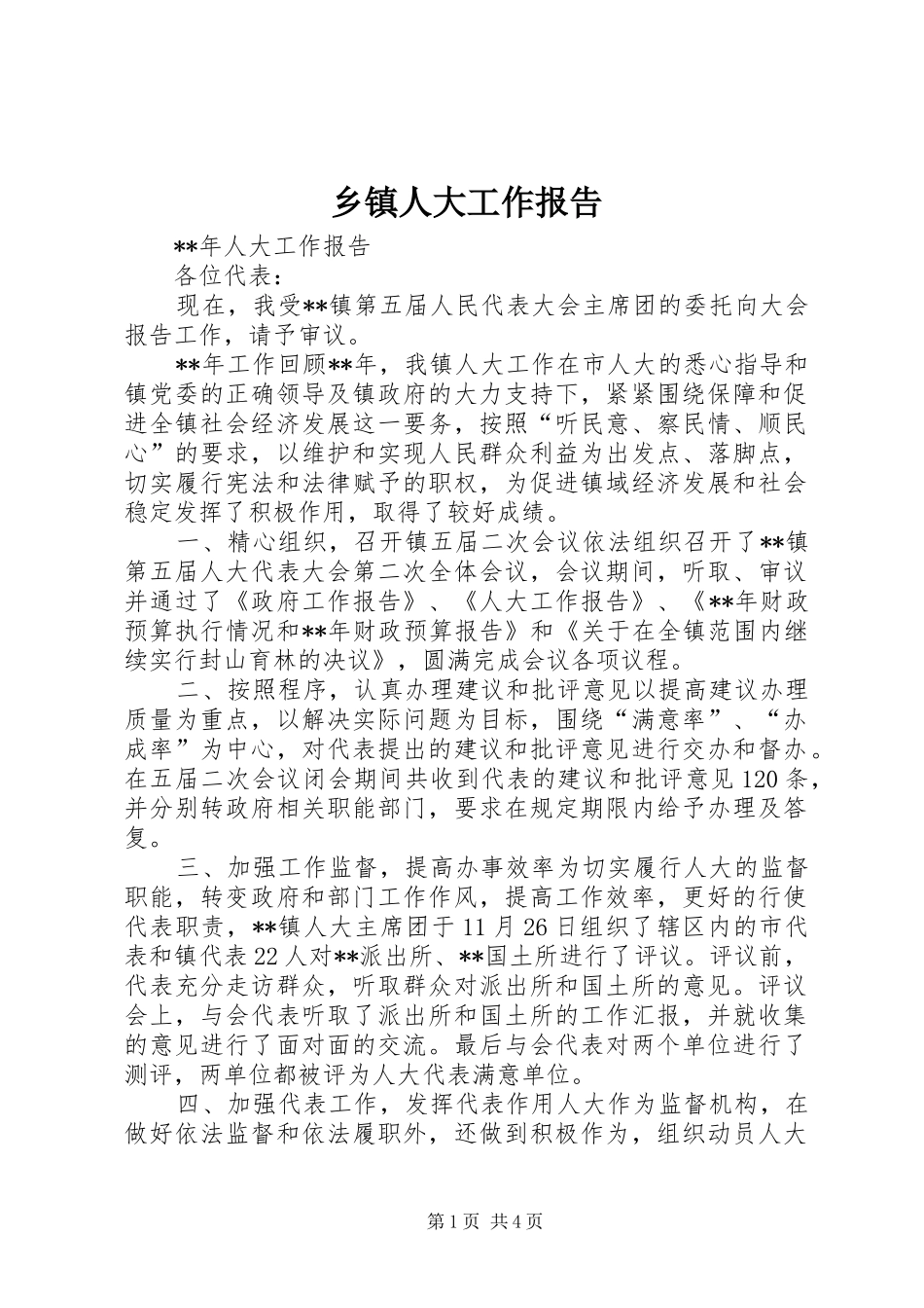 乡镇人大工作报告 (12)_第1页
