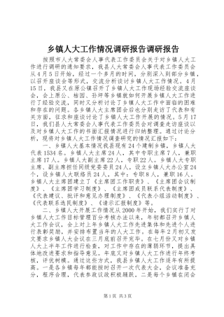 乡镇人大工作情况调研报告调研报告
