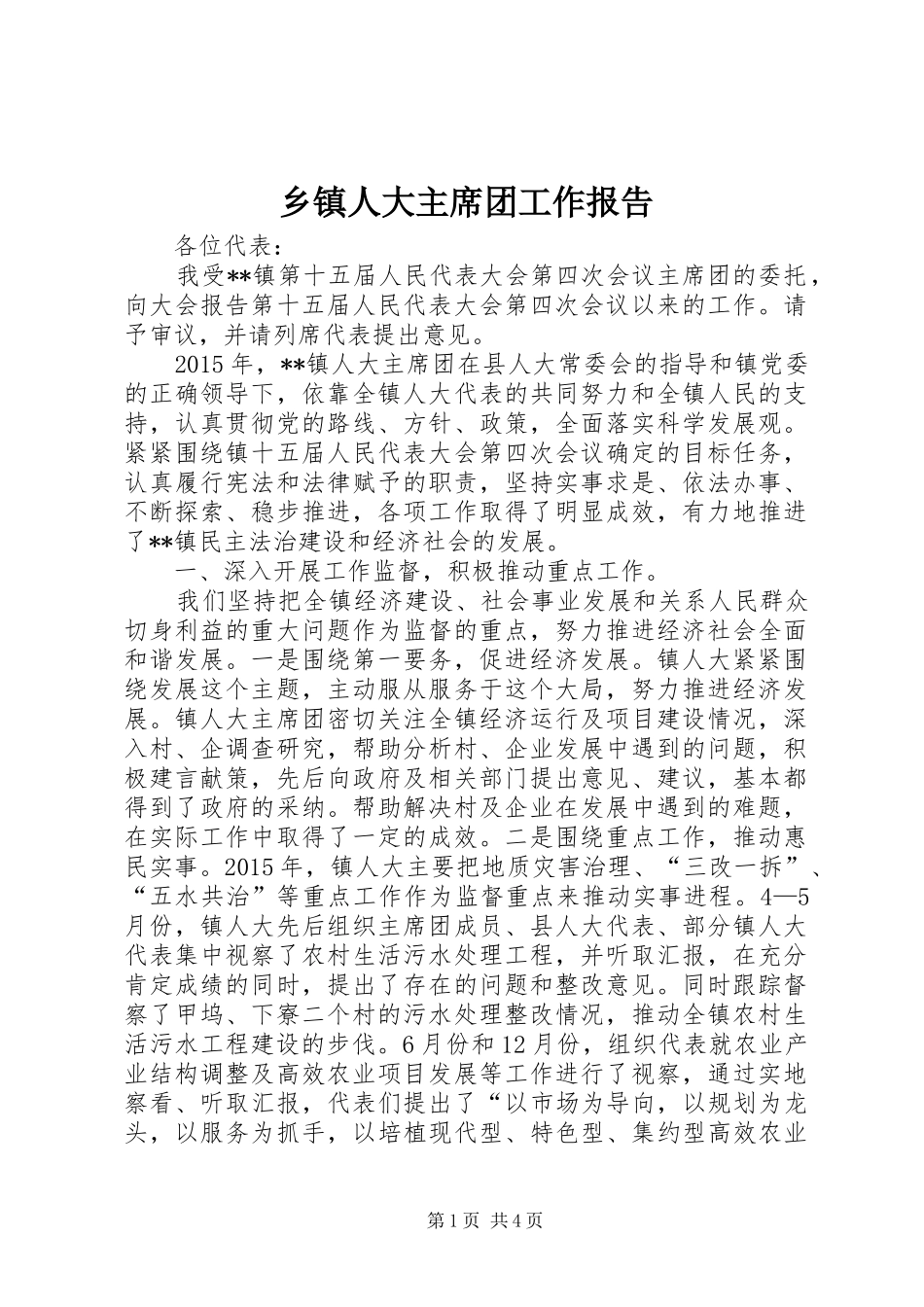 乡镇人大主席团工作报告 (12)_第1页