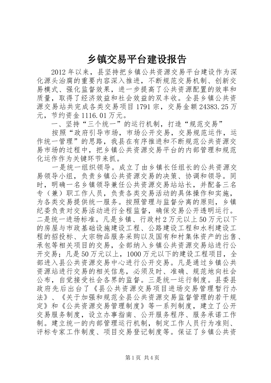 乡镇交易平台建设报告_第1页