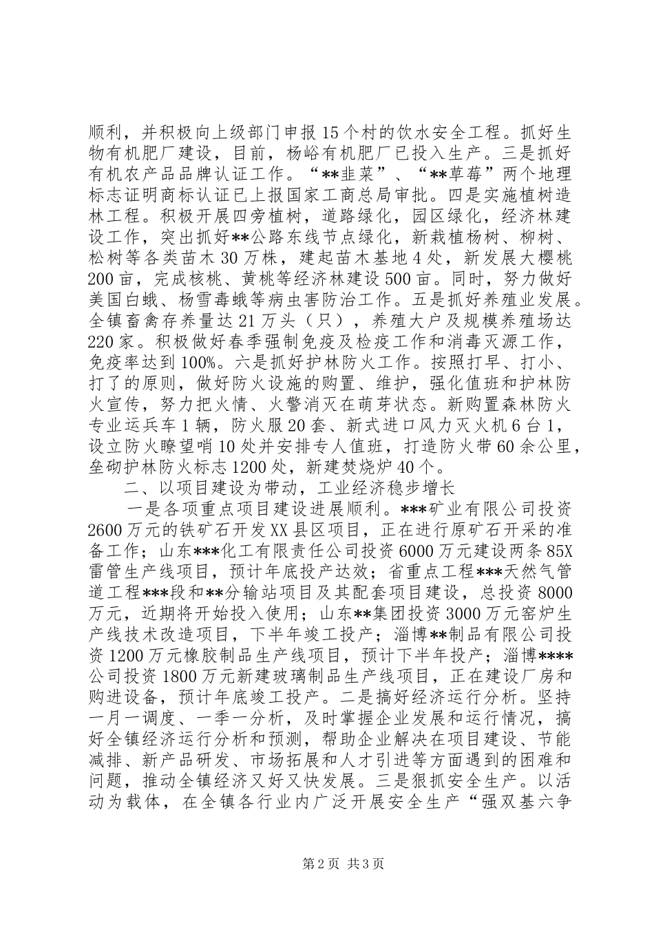 乡镇主要工作完成情况汇报_第2页