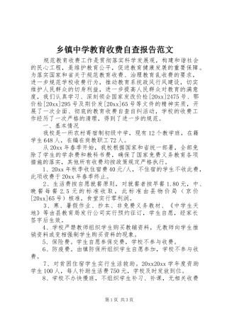 乡镇中学教育收费自查报告范文