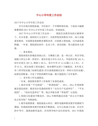 中心小学年度工作总结 