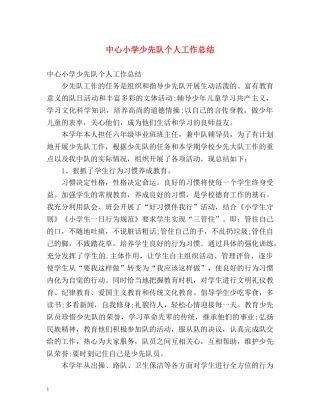 中心小学少先队个人工作总结 