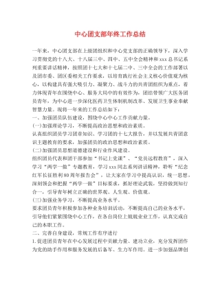 中心团支部年终工作总结 