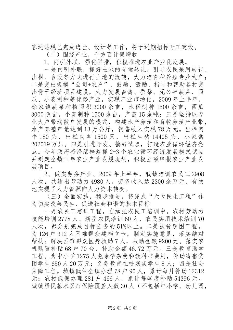 乡镇上半年目标任务完成情况自查报告_第2页