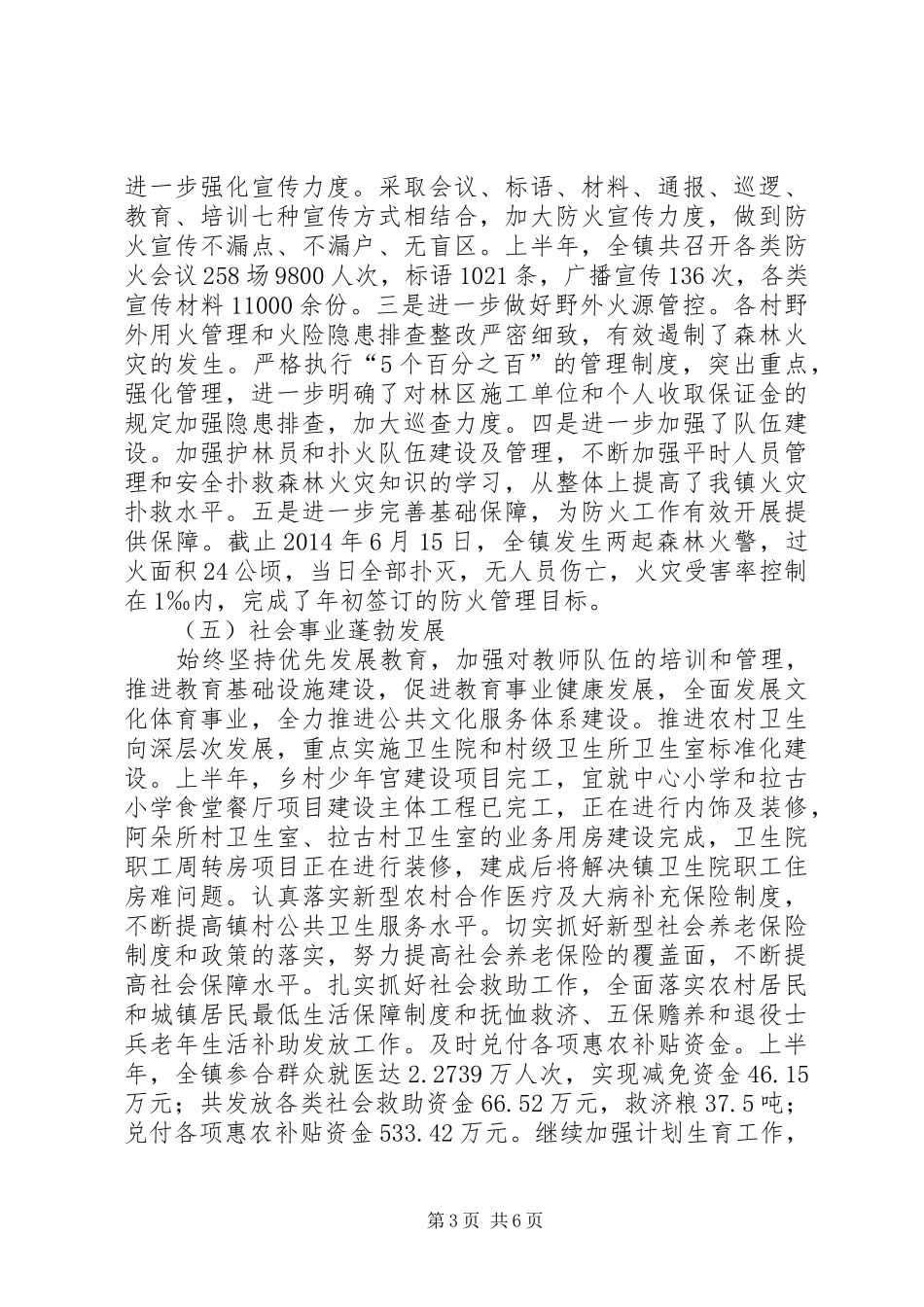 乡镇上半年工作完成情况汇报_第3页