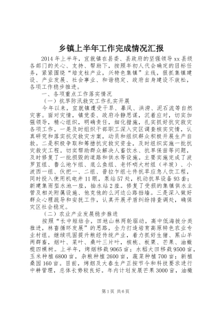 乡镇上半年工作完成情况汇报