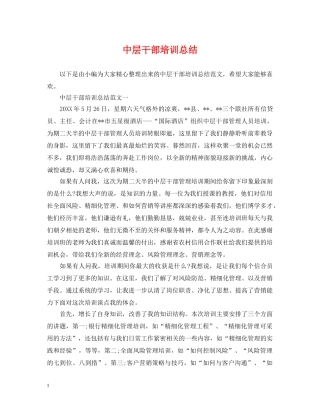 中层干部培训总结 