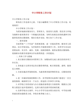中小学财务工作计划 