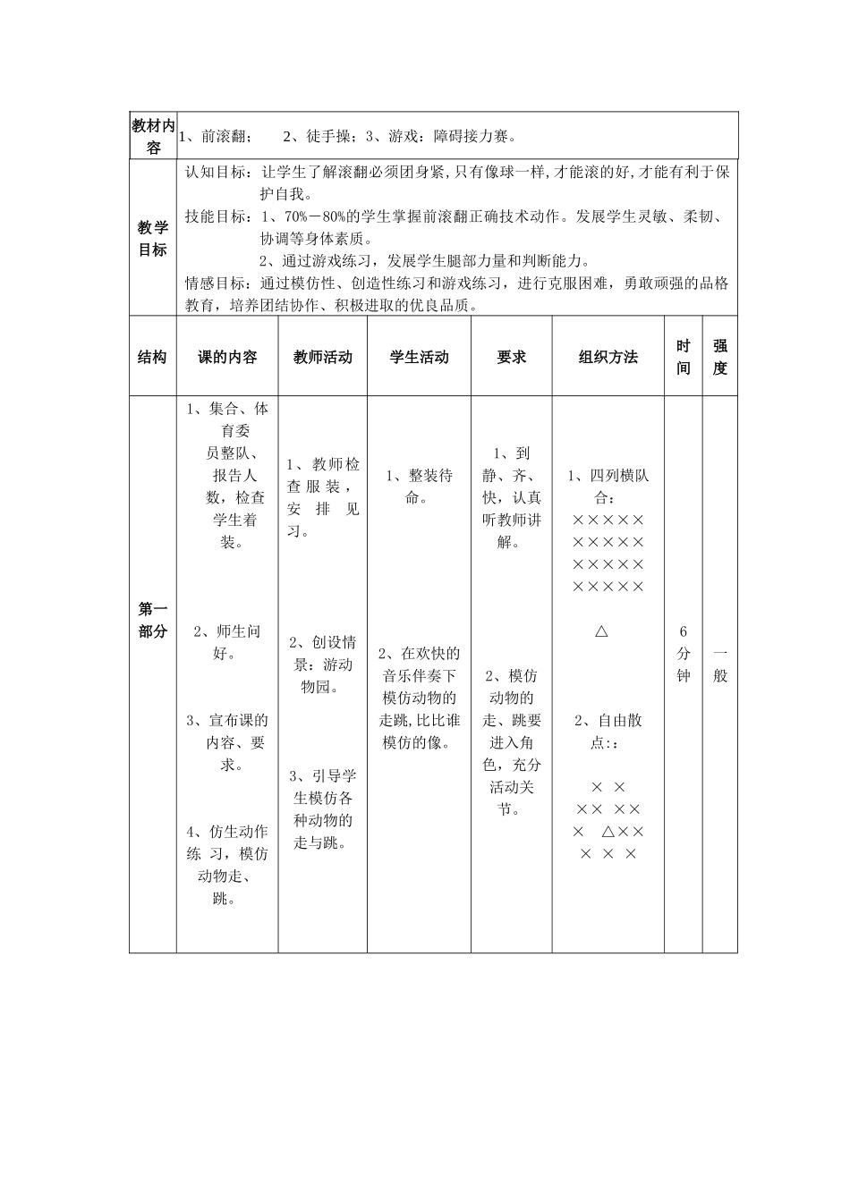 小学三年级体育课《前滚翻》教学设计_第3页