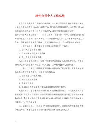 软件公司个人工作总结