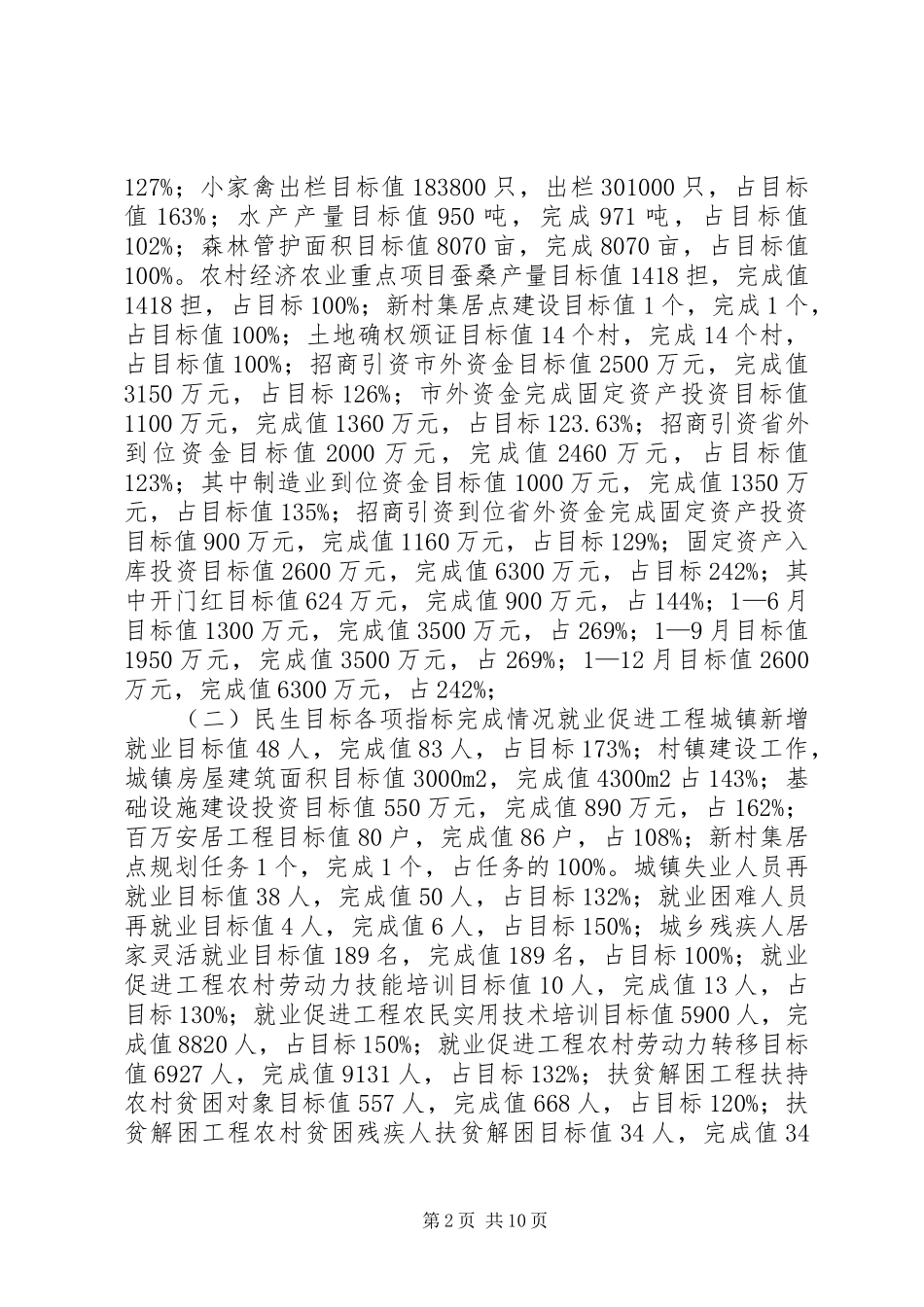 乡政府关于综合目标完成情况的自查报告_第2页