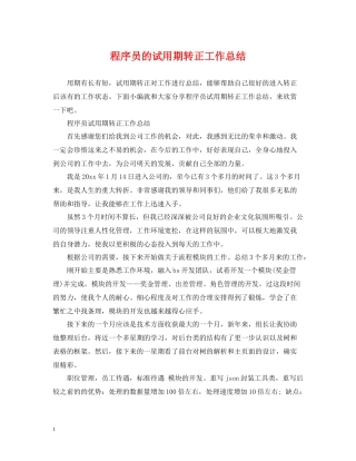 程序员的试用期转正工作总结