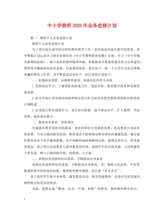 中小学教师2020年业务进修计划 