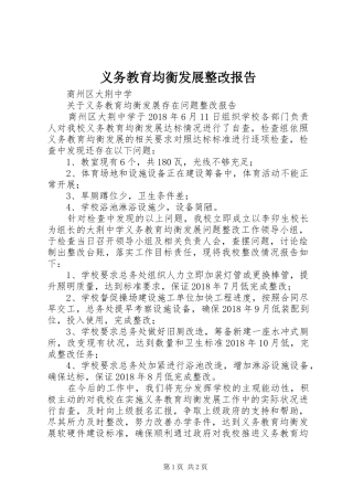 义务教育均衡发展整改报告