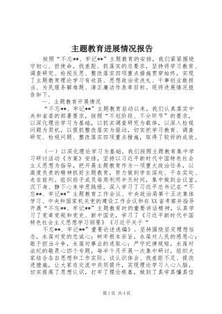 主题教育进展情况报告