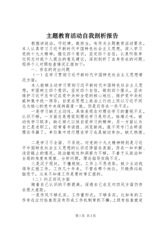主题教育活动自我剖析报告
