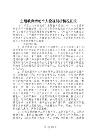 主题教育活动个人检视剖析情况汇报