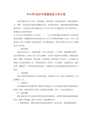 中小学2020年发展党员工作计划 
