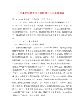 中小企业局十二五总结和十三五工作建议 