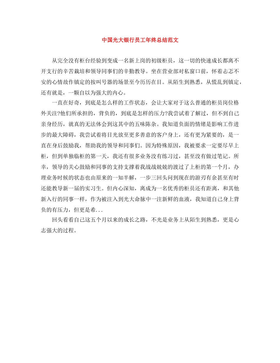 中国光大银行员工年终总结范文 _第1页