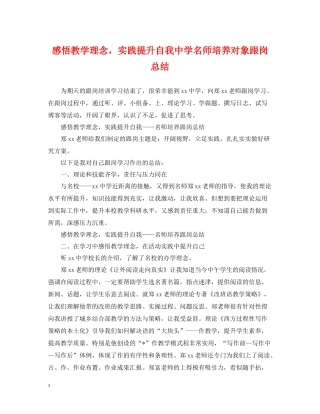 感悟教学理念，实践提升自我名师培养对象跟岗总结