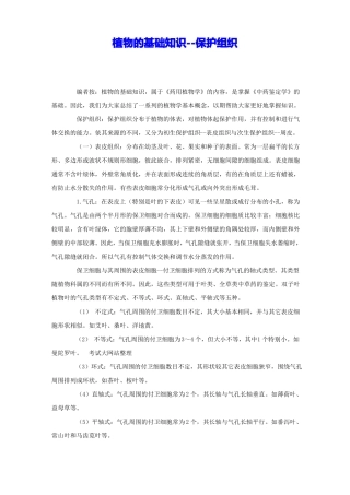 植物的基础知识--保护组织