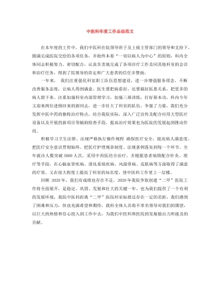 中医科年度工作总结范文 