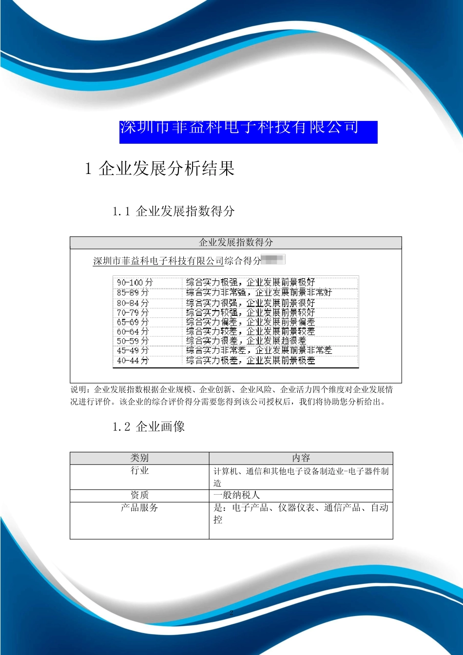 深圳市菲益科电子科技有限公司介绍企业发展分析报告 _第2页
