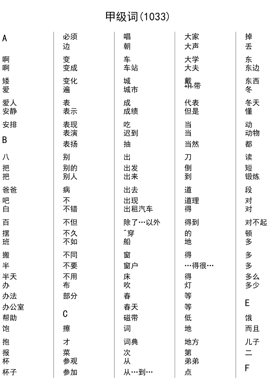 汉语水平词汇与汉字等级大纲_第1页