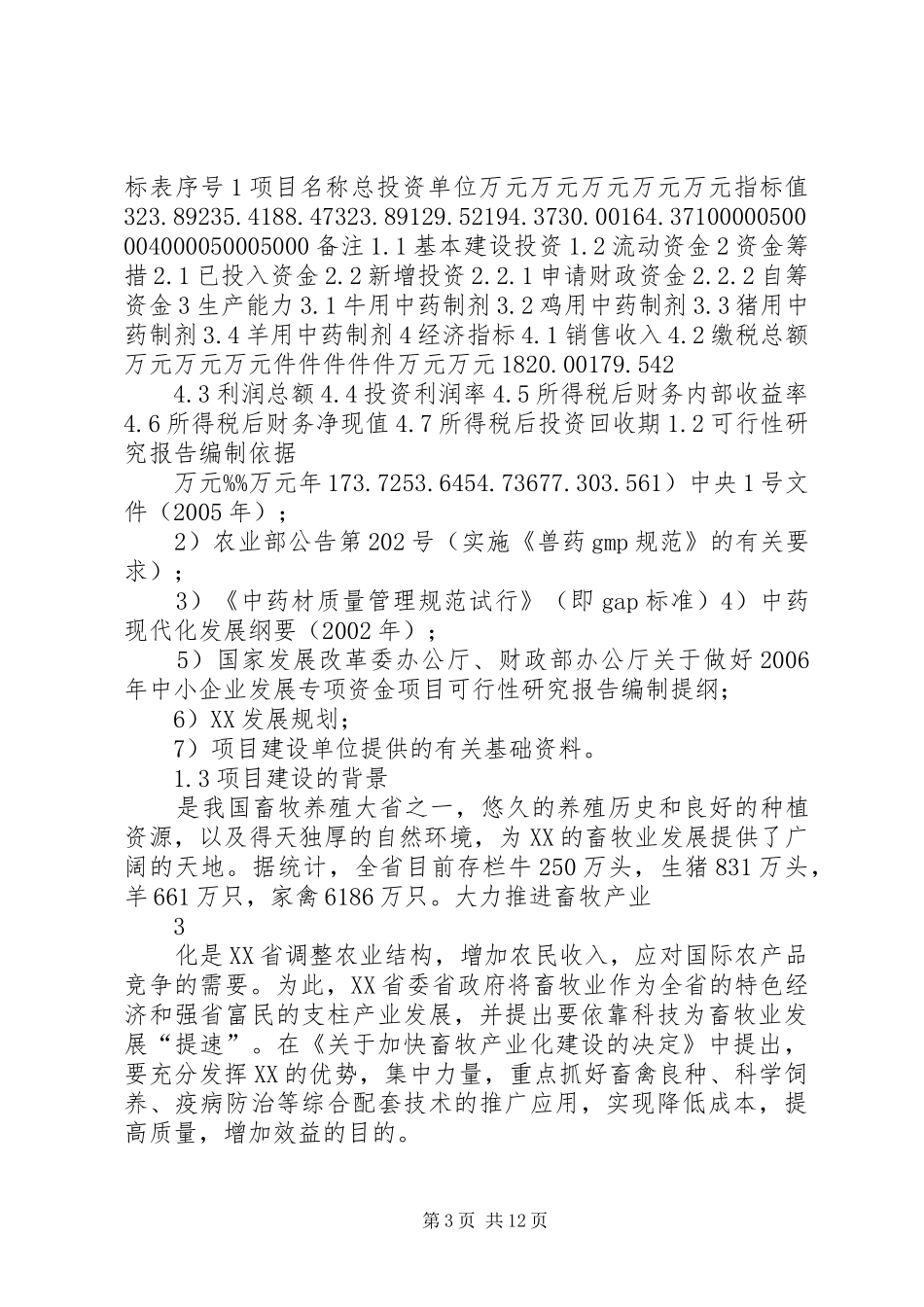 中药材兽药制剂生产线技术改造项目申请报告_第3页