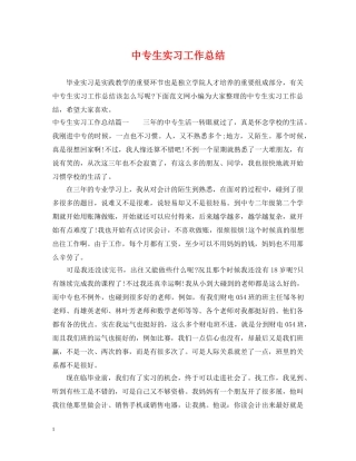 中专生实习工作总结 