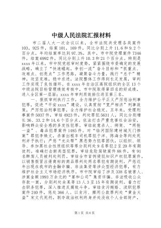 中级人民法院汇报材料