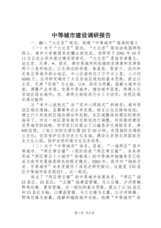中等城市建设调研报告