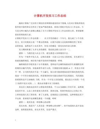 计算机开发实习工作总结
