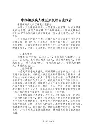 中扬镇残疾人社区康复站自查报告