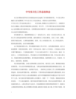中专实习生工作总结体会 