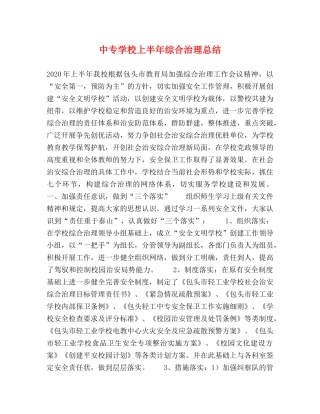 中专学校上半年综合治理总结 