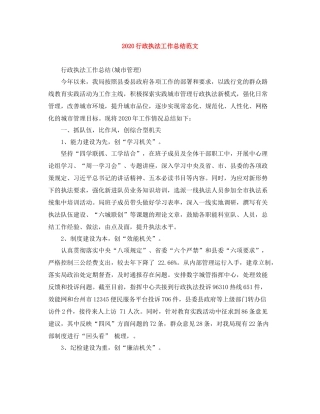行政执法工作总结范文