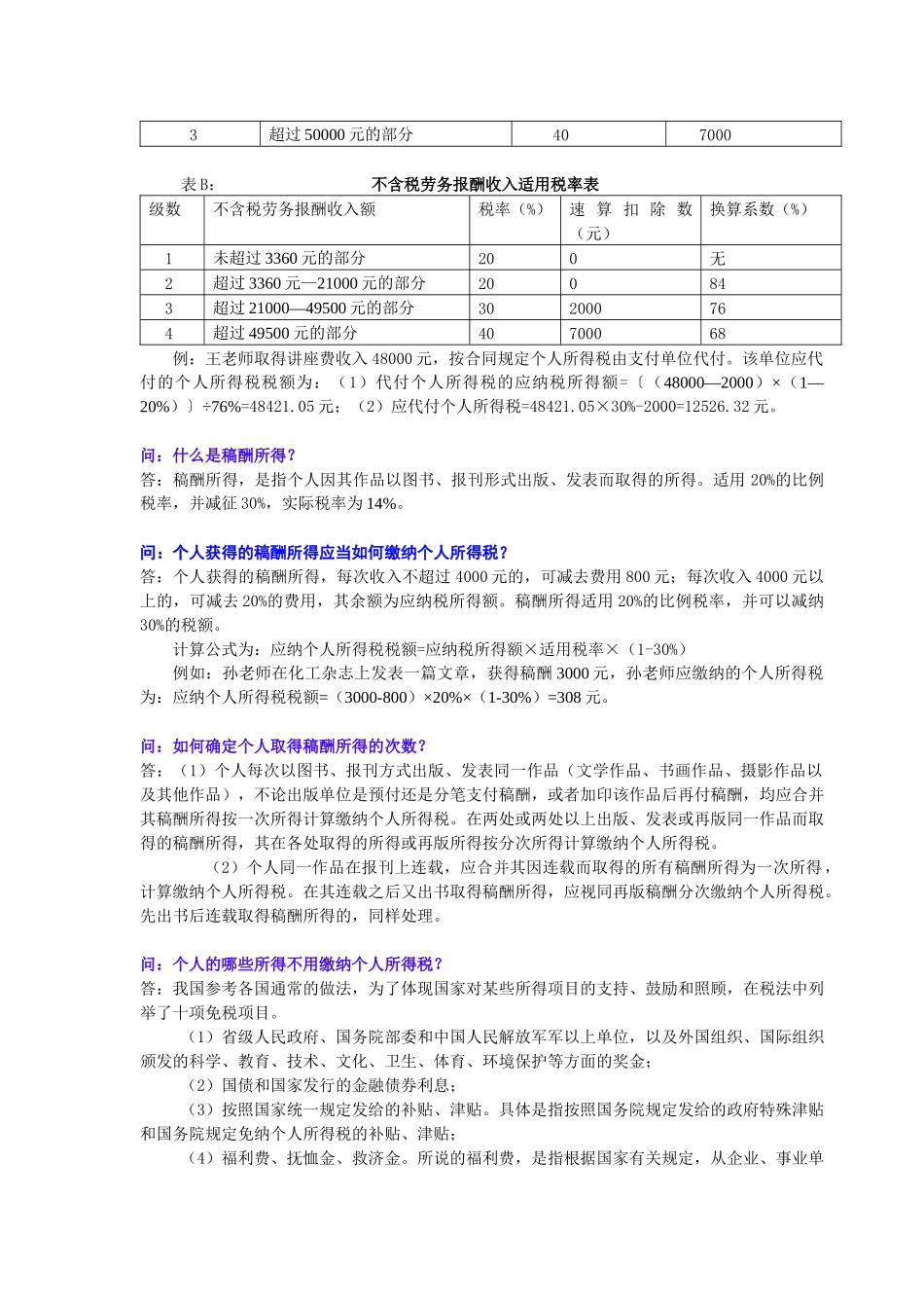 个人所得税基础知识问答_第3页