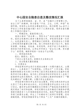 中心园安全隐患自查及整改情况汇报