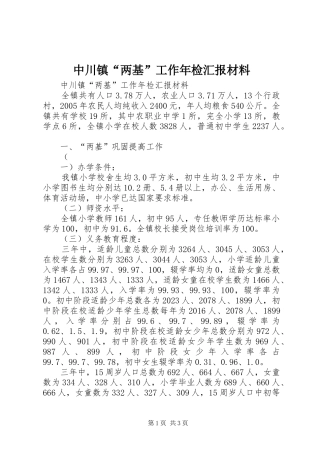 中川镇“两基”工作年检汇报材料